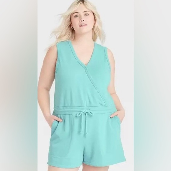 Universal Thread Pants - New! Universal Thread Plus Size Sleeveless Shorts Romper, Turquoise  SZ 2 NWT